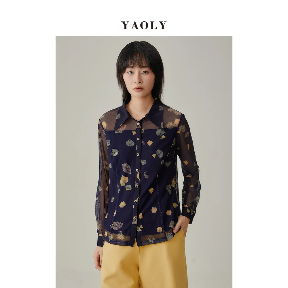 姚领yaoly女装专柜新款长袖衬衫832016732