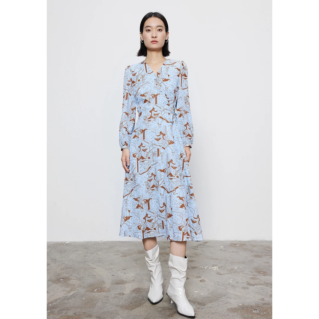 YAOLY姚领专柜女装长袖连衣裙857F3182