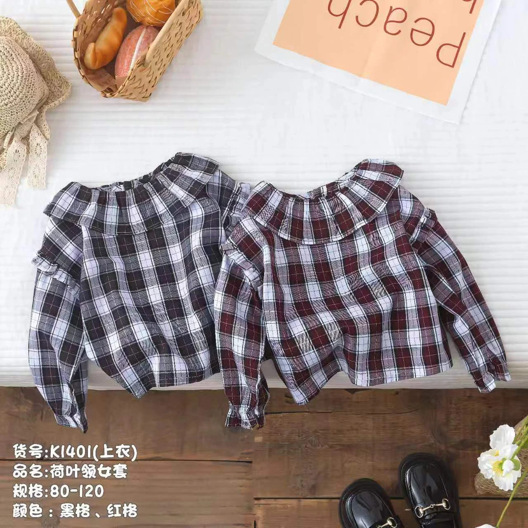 k1401  荷叶领衬衣春秋长袖