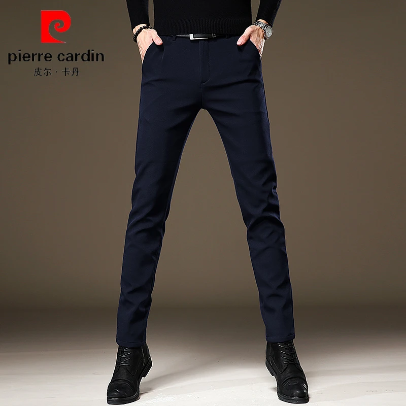 皮尔卡丹韩版西裤男垂感商务秋冬季新款修身裤子弹力黑色休闲裤男