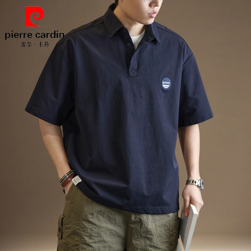 皮尔卡丹短袖POLO衫男士宽松潮牌百搭户外休闲速干翻领衬衫T恤男