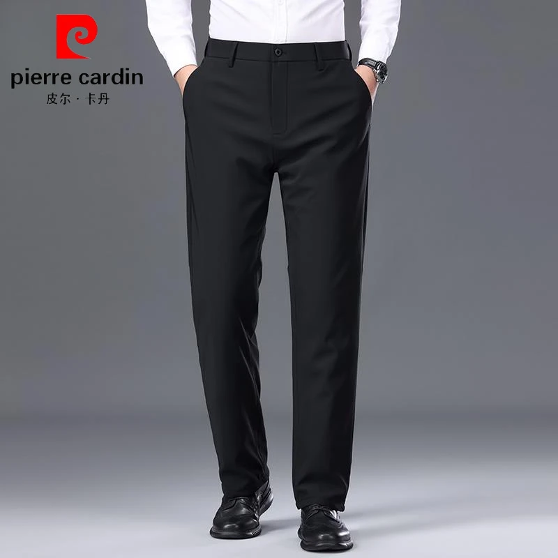 皮尔卡丹鹅绒羽绒裤男2024冬季高弹力休闲直筒宽松加厚保暖商务裤