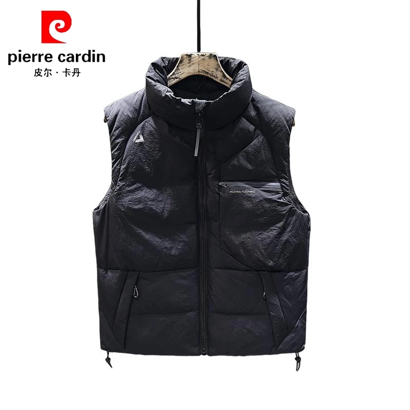皮尔卡丹立领羽绒马甲男士2024冬季新款保暖背心百搭棉衣坎肩外套
