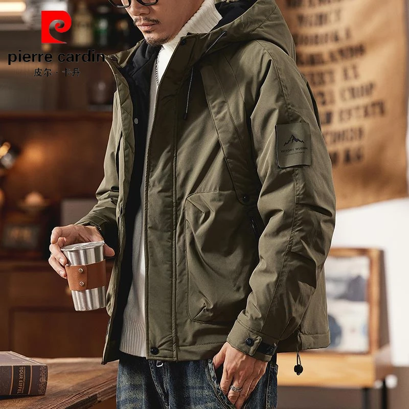 皮尔卡丹复古棉服外套冬季2024新款宽松连帽工装棉服保暖加厚夹克