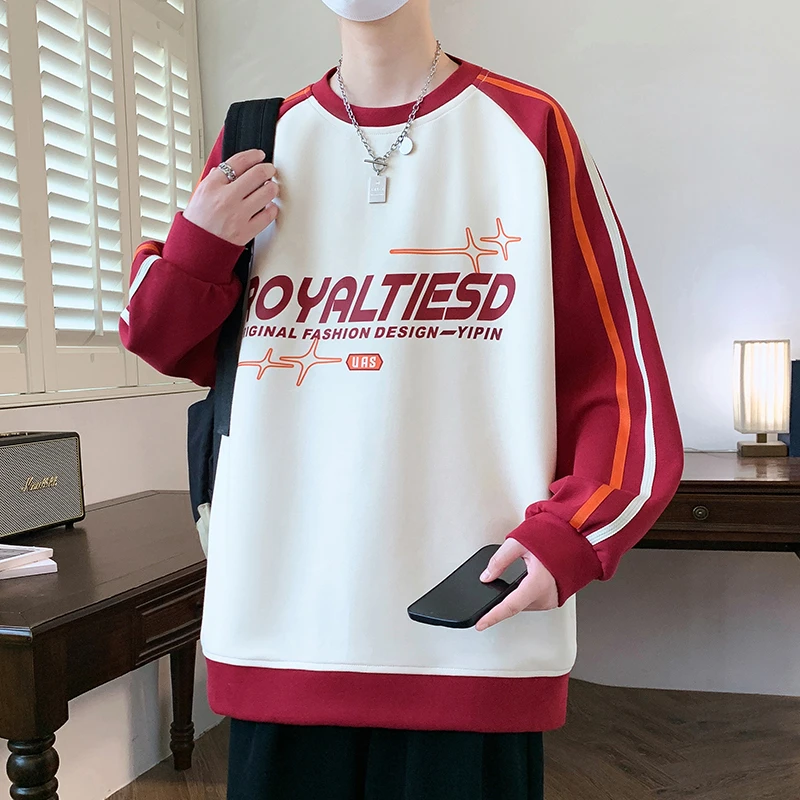 （潮恩）秋季65棉新款潮牌港风宽松长袖青少年圆领卫衣8826