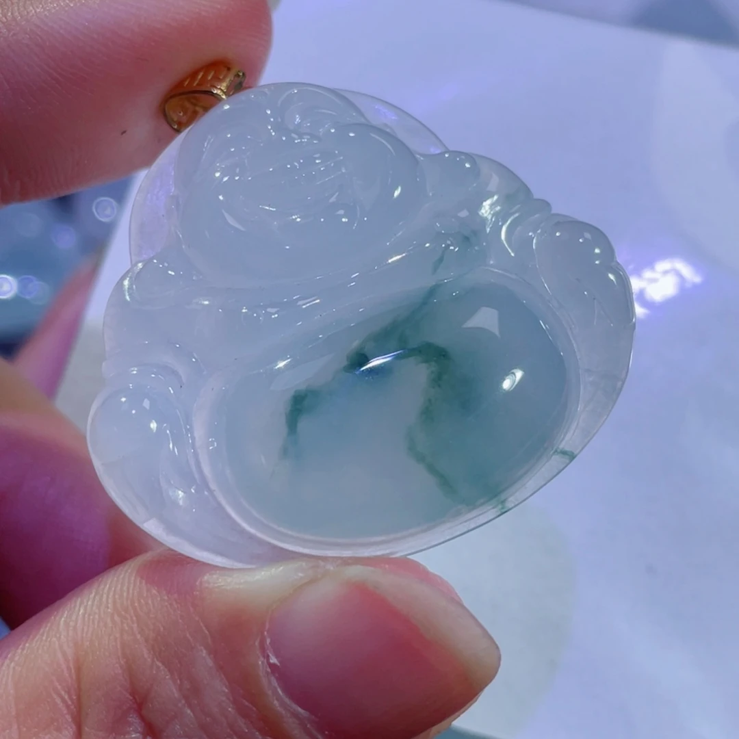 翡翠颈饰18K金镶嵌佛公