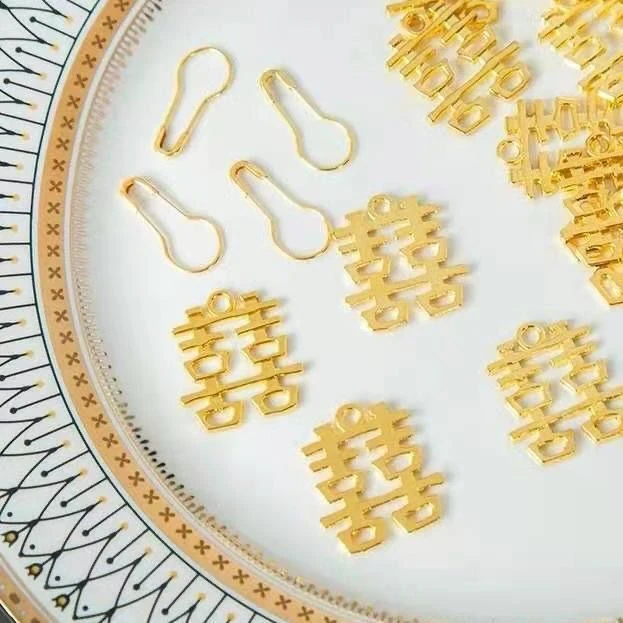 合金喜字喜庆婚庆用品装饰喜糖盒喜糖袋饰品配件装饰挂件吊坠