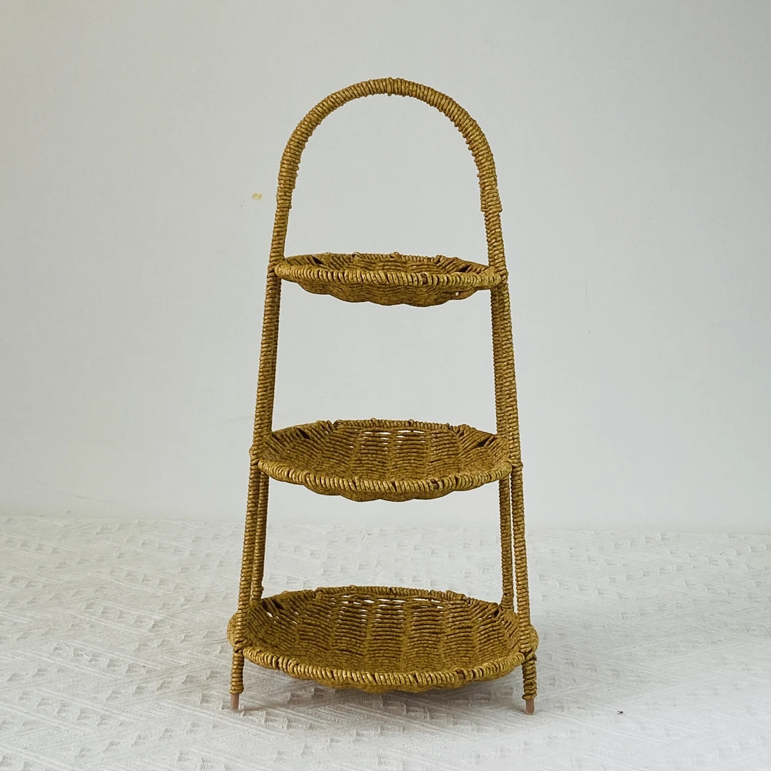 Q101桌面防藤编织多层欧式创意水果盘