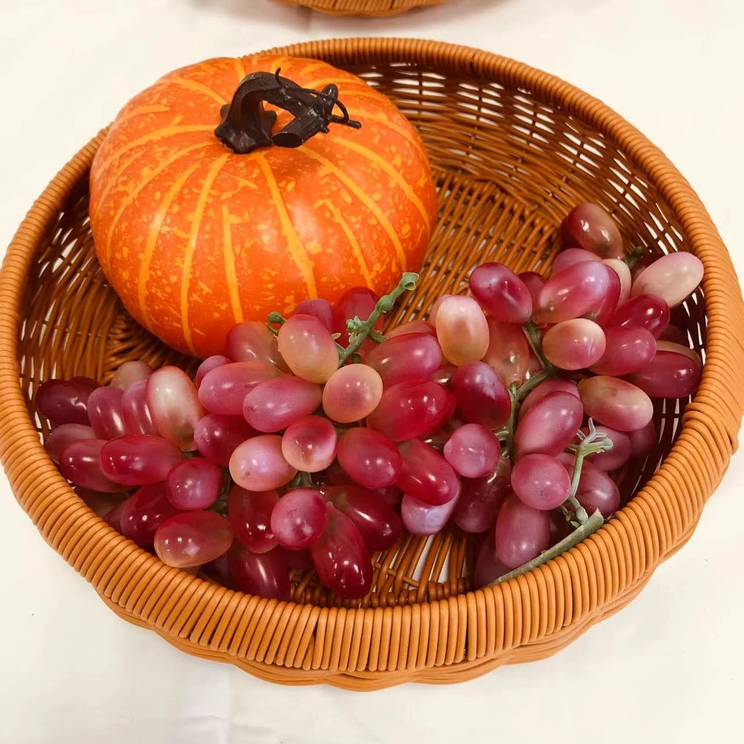 Q33中式水果篮菜篮手工编织露营户外置物镂空晒筐30*30*7