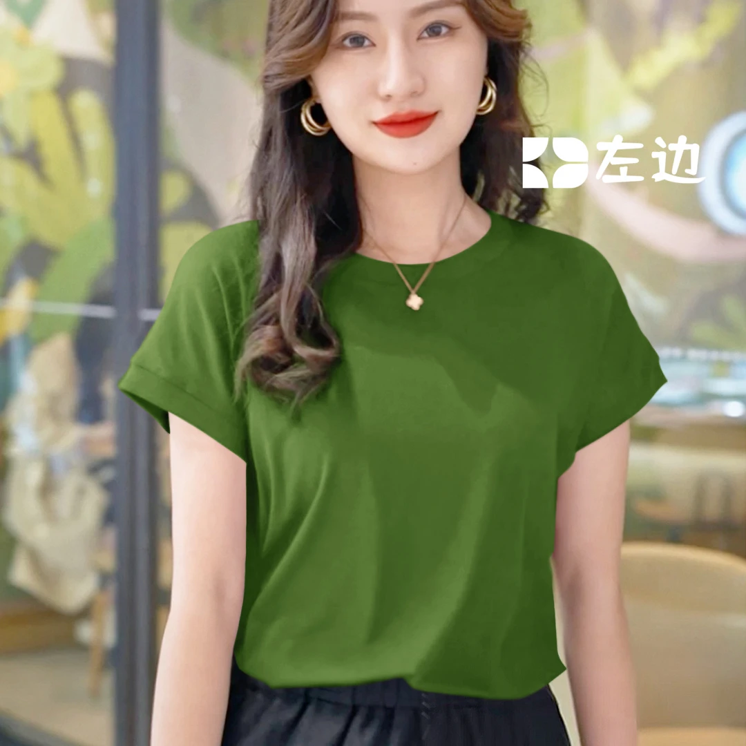 正肩弹力短袖女短袖蝙蝠衫2025新款夏季洋气上衣宽松纯色百搭小衫