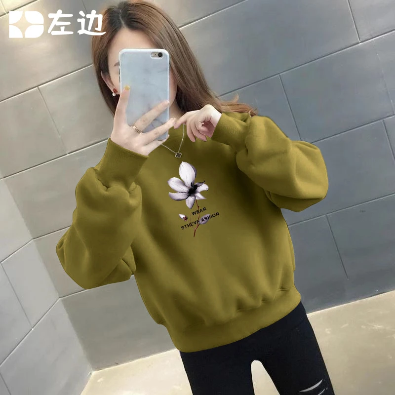 韩版ins街头风字母印花百搭圆领卫衣女装国潮复古加厚保暖上衣潮