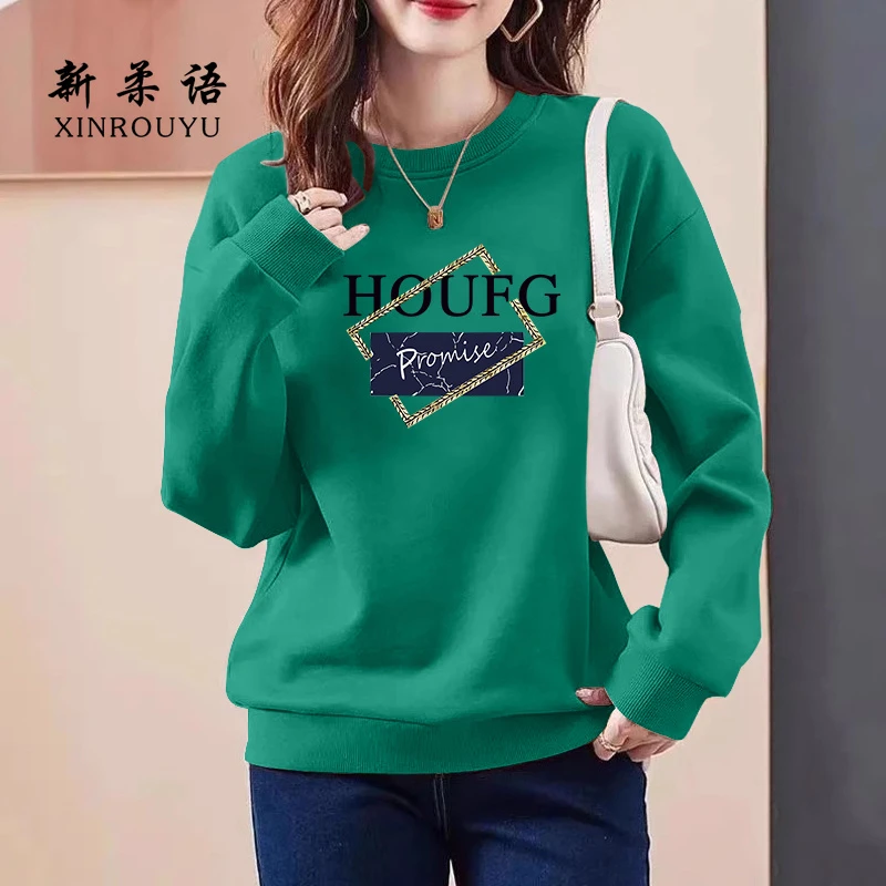 秋季新款女装字母印花韩版宽松上衣中年妈妈装减龄时尚卫衣上衣女