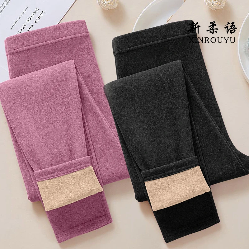 羊羔绒德绒打底裤女士2025年秋冬外穿加绒加厚高腰修身保暖紧身裤