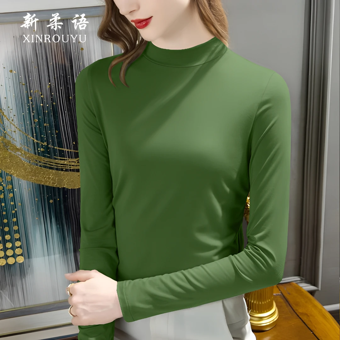 双面德绒保暖内衣女士内搭秋冬款加绒时尚百搭外穿洋气打底衫上衣