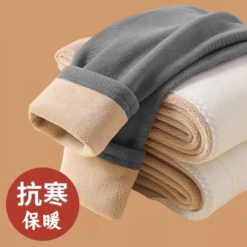 特厚羊羔绒打底裤女外穿秋冬季加绒一体保暖高腰收腹加绒毛裤大码