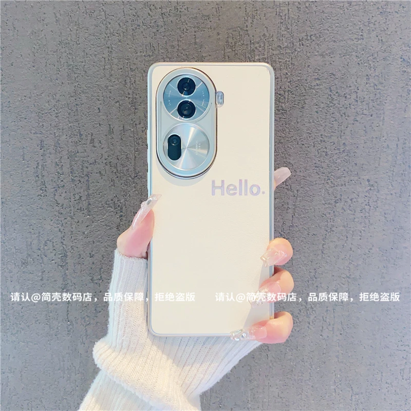（OPPOReno11系列）电镀烫金皮纹适用OPPOReno11/Reno11Pro手机壳潮
