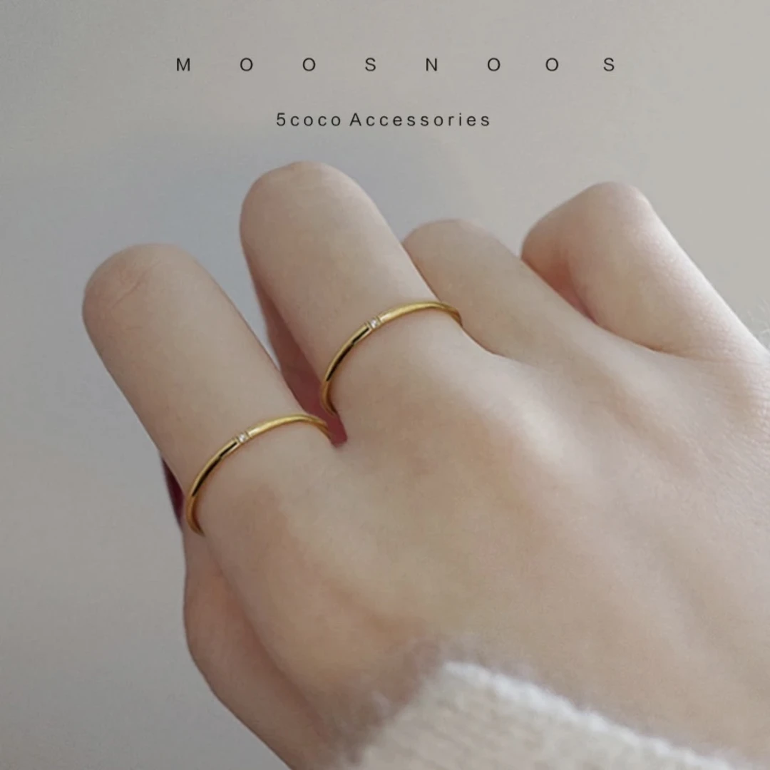 钛钢锆石戒指 不掉色极细一颗小锆石戒指简约食指戒JZ025