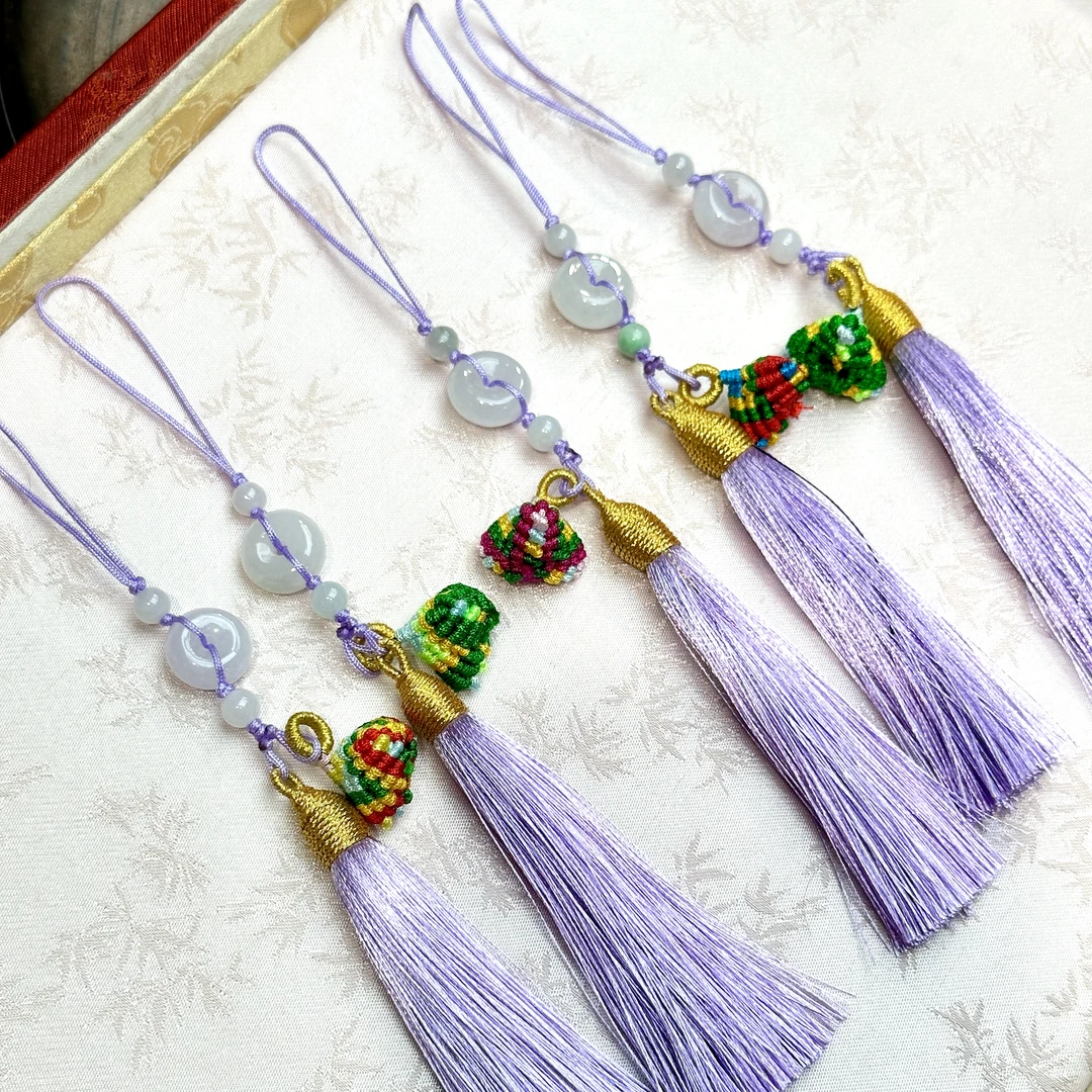 天然A货缅甸翡翠平安扣手绳手机挂 多样性发一件