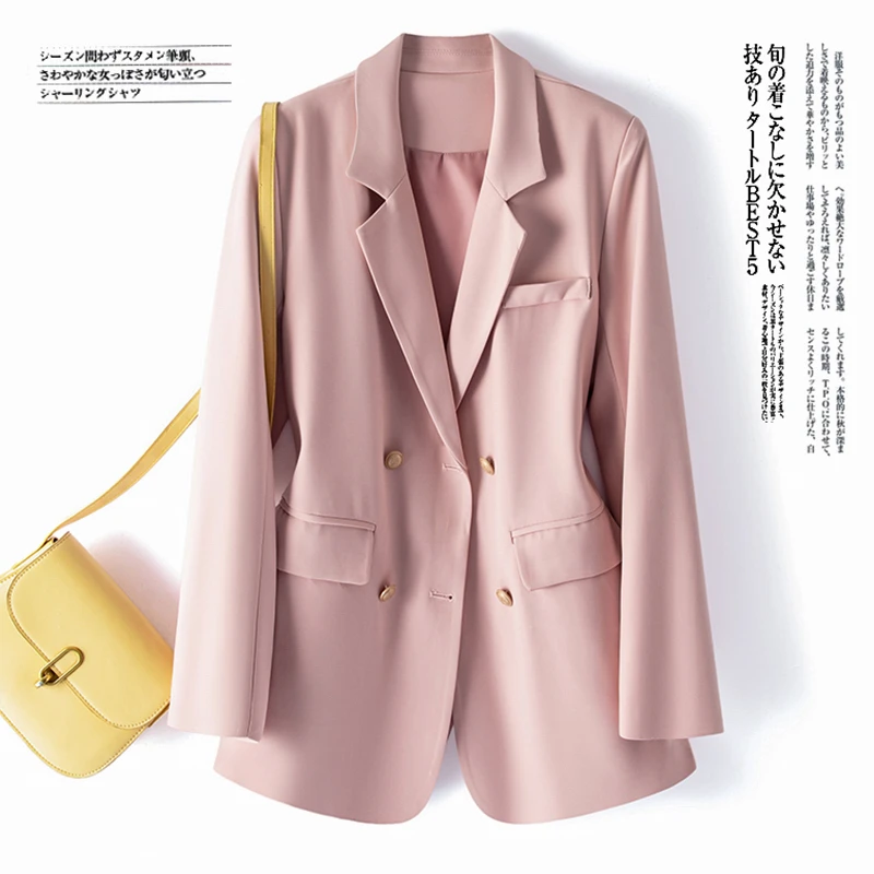 【雪儿专属】西装外套女2025新款2286装双排扣百搭开叉宽松西服女士