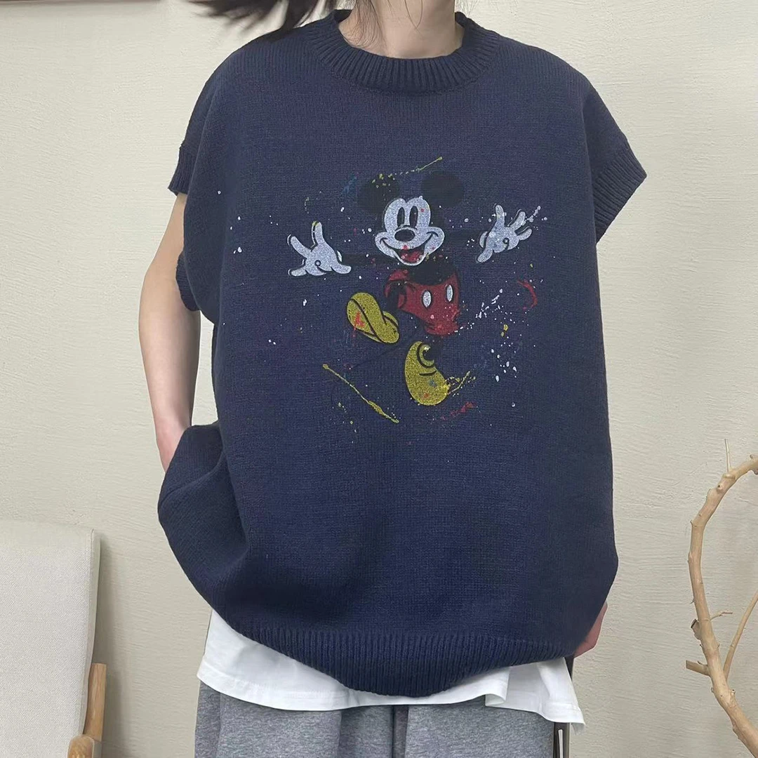 夏季新款休闲卡通米奇套头针织百搭背心068