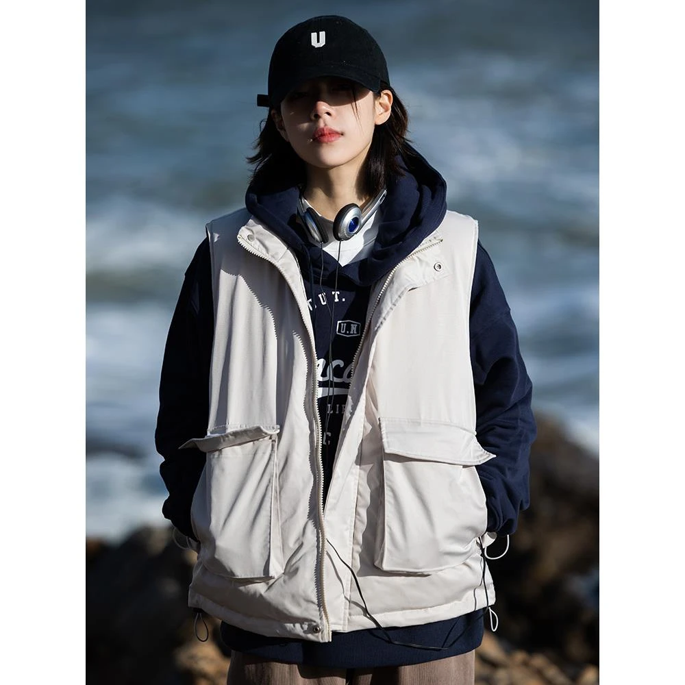 YM66-冬季加厚保暖羽绒马甲男女cityboy工装无袖坎肩