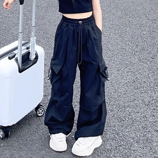 男女儿童工装裤2023夏季新款高阶休闲街舞运动百搭宽松紧腰长裤子