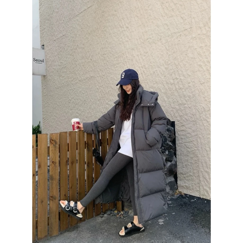 长款羽绒服女冬季2024新款超长过膝加厚大被子6807时尚连帽中长款