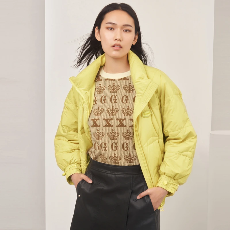 【qingquan款下架】XG雪歌黑色短款羽绒服休闲保暖外套