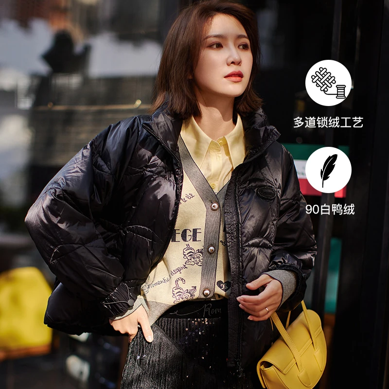 【8月特惠福利款】黑色短款白鸭绒羽绒服冬季新款