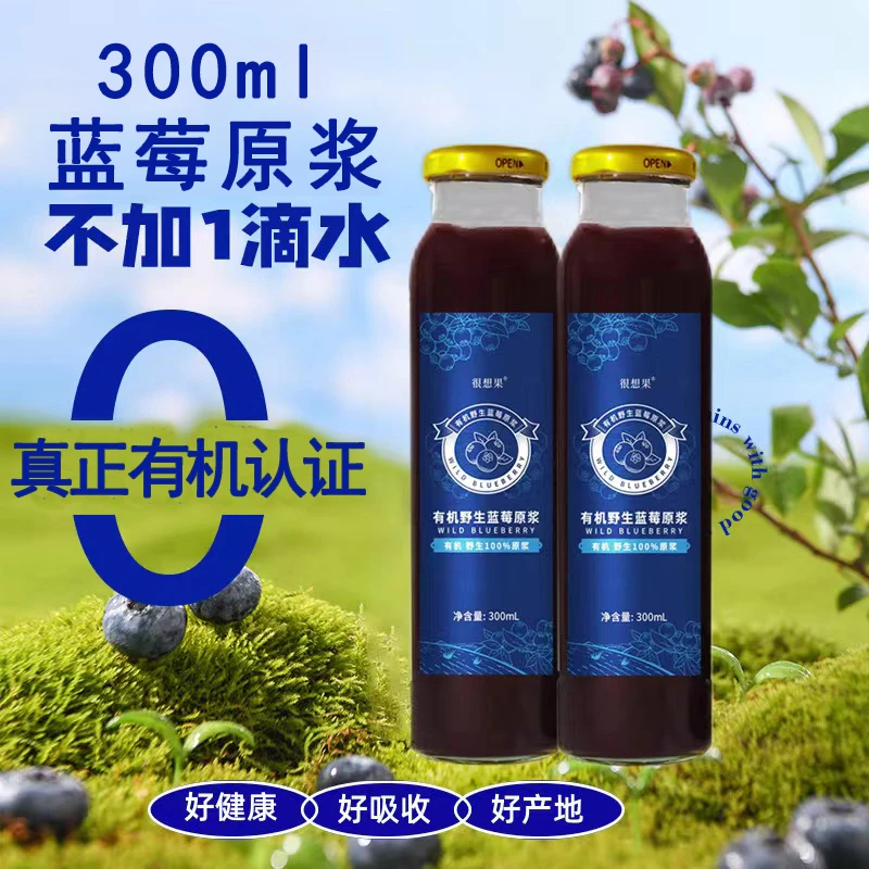 大兴安岭有机野生花青素蓝莓果汁浓缩果蔬汁饮料蓝莓原浆300ml