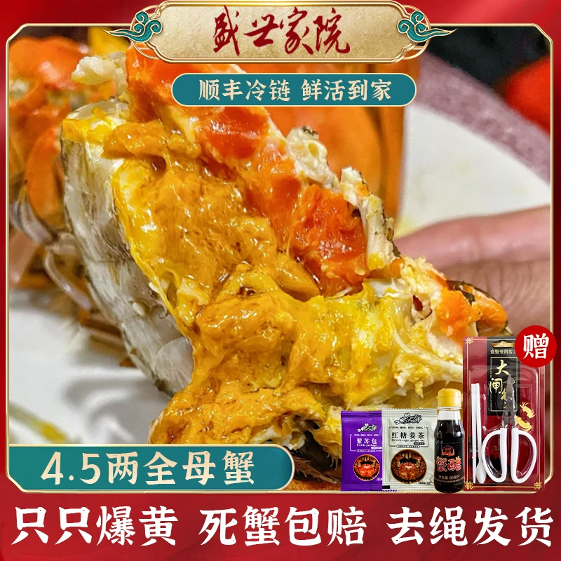直播专享4.5两九指全母礼盒大闸蟹生鲜河蟹螃蟹精品团购套餐蟹礼