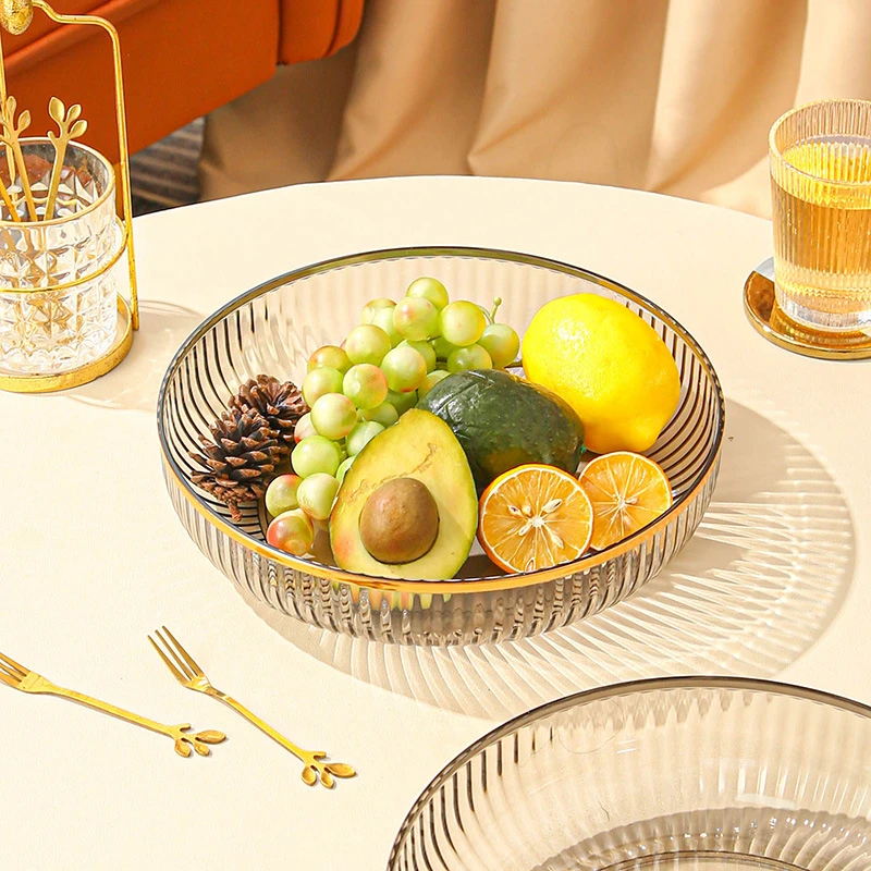 新款高档水果盘子高颜值简约时尚透明干果盒家用零食盘小吃收纳盘