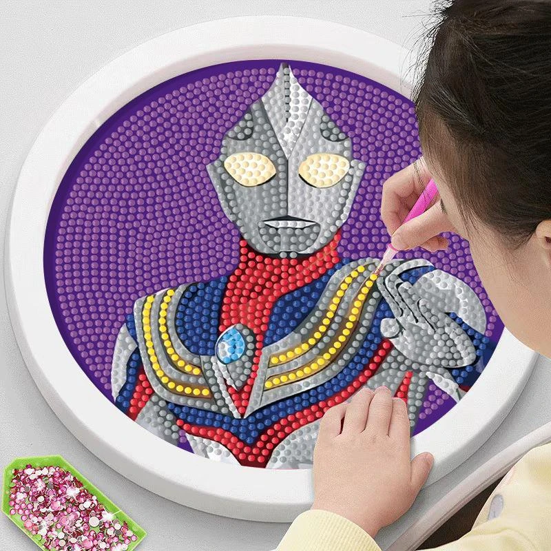 小孩手工DIY钻石贴画奥特曼钻材料包蜘蛛侠钢铁侠男女孩益智玩具