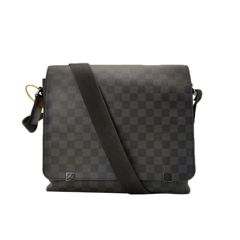 95新 LouisVuitton/路易威登 棋盘格邮差包男士翻盖中号单肩包