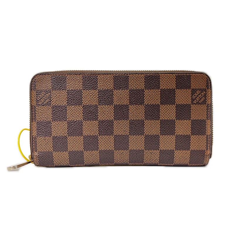 90新 LouisVuitton/路易威登 男士棕色棋盘格钱包带卡槽长款钱包