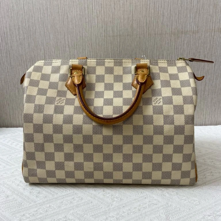 95新 LouisVuitton/路易威登 LV 白棋盘格speedy30枕头包