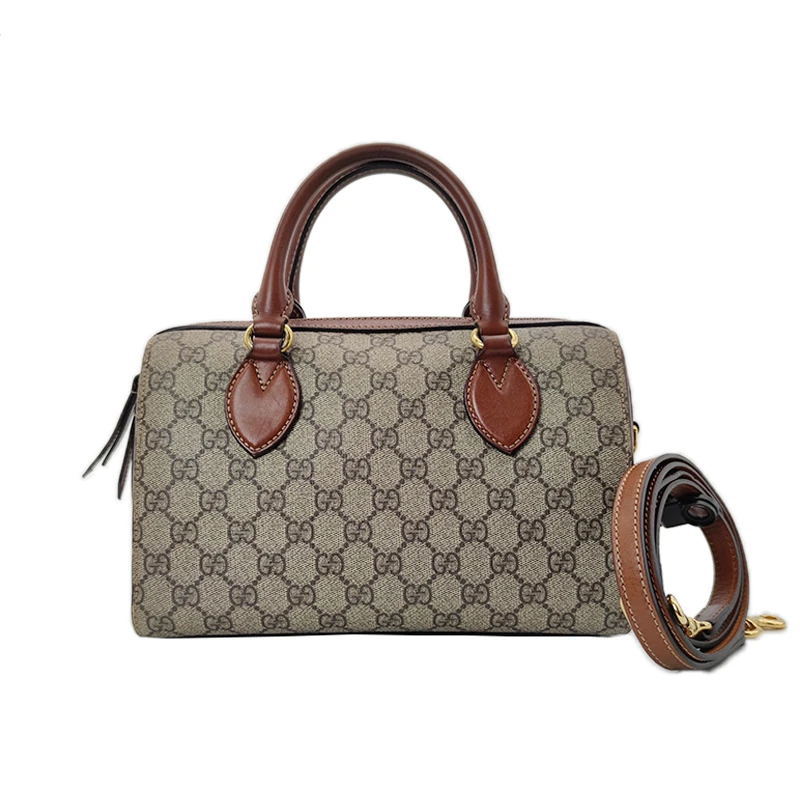 95新 GUCCI/古驰  双G老花小号波士顿枕头包女士单肩斜挎手提包