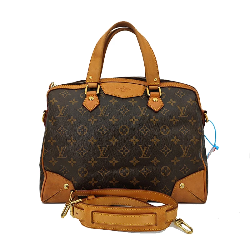 80新 LouisVuitton/路易威登 Retiro棕色经典老花女士手提斜挎包