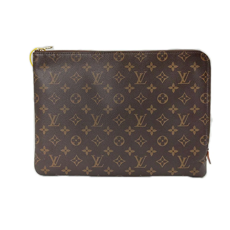 90新 LouisVuitton/路易威登 VOYAGE系列经典棕色老花男女手拿包