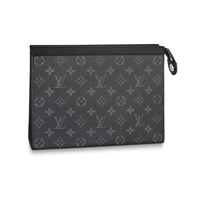 99新 LouisVuitton/路易威登 男士黑色老花洗漱包时尚拉链手拿包