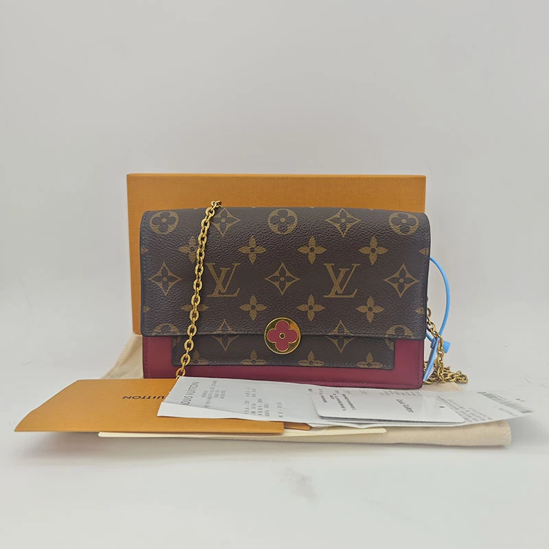 95新 LouisVuitton/路易威登 Flore老花链条包女士时尚单肩斜挎包