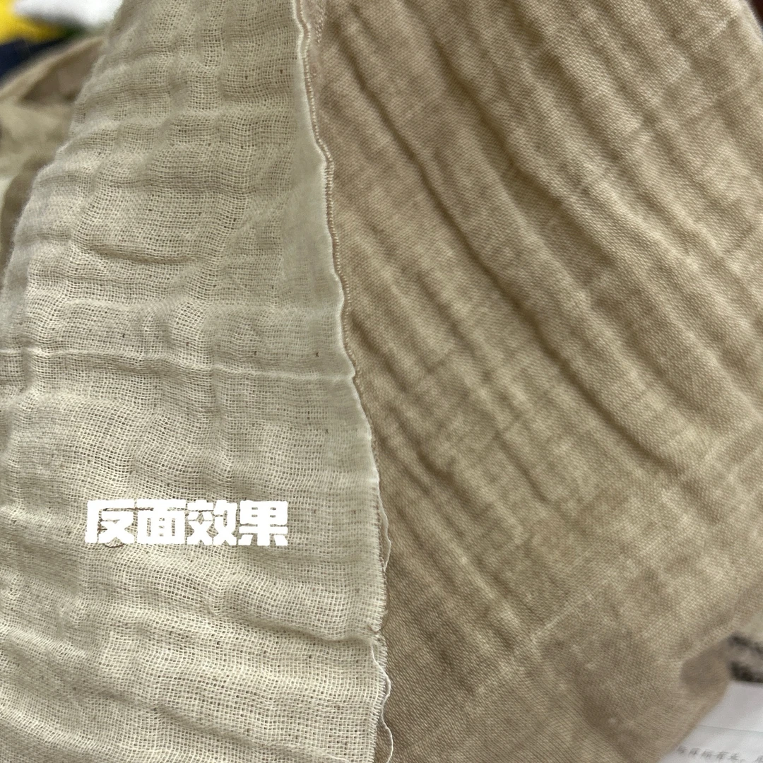 复古风格亚麻双层肌理皱服装布料B0006