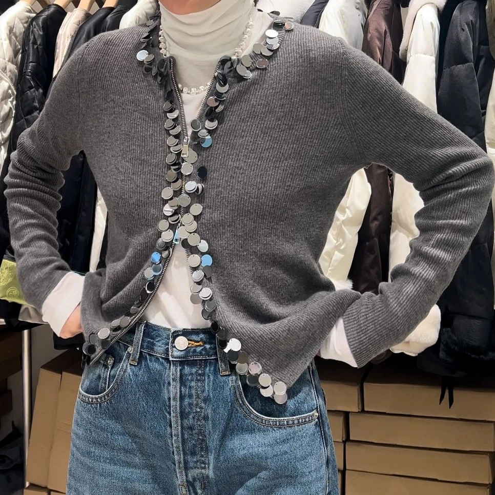 JJ.RICH2024秋冬新款亮片长袖针织