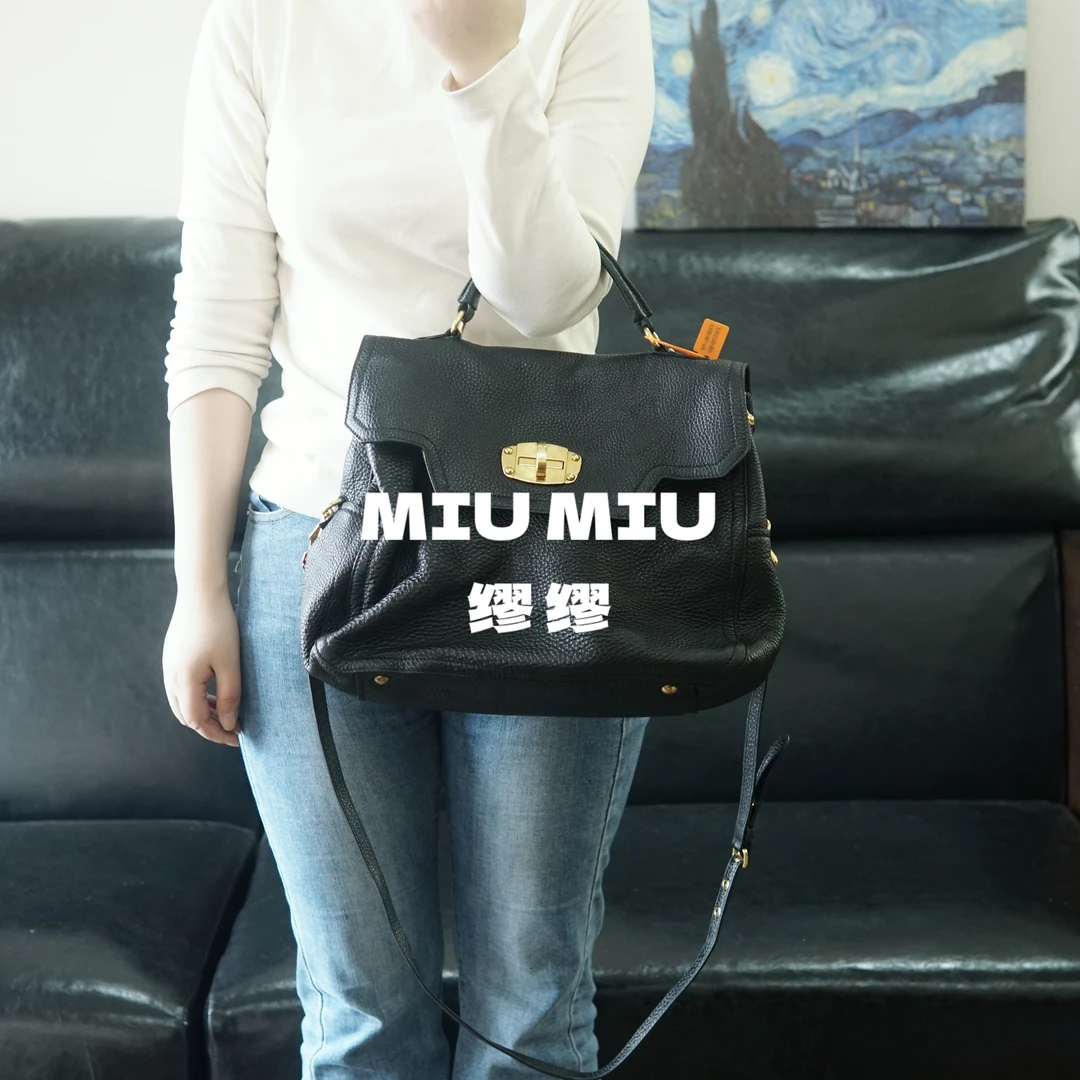 95新 MIU MIU/缪缪 miumiu/黑色手提斜挎包/ZZ09714092/4092