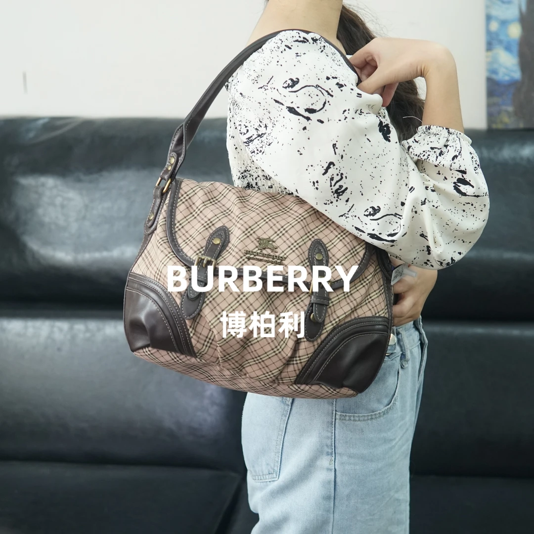 95新 BURBERRY/博柏利 巴宝莉/格纹单肩包/SY10518619/8619