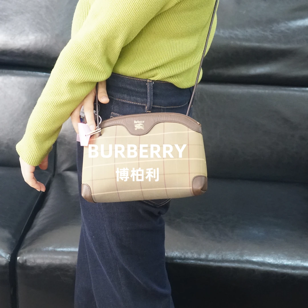 95新 BURBERRY/博柏利 巴宝莉 格纹斜挎包/F3LX08318024/8024