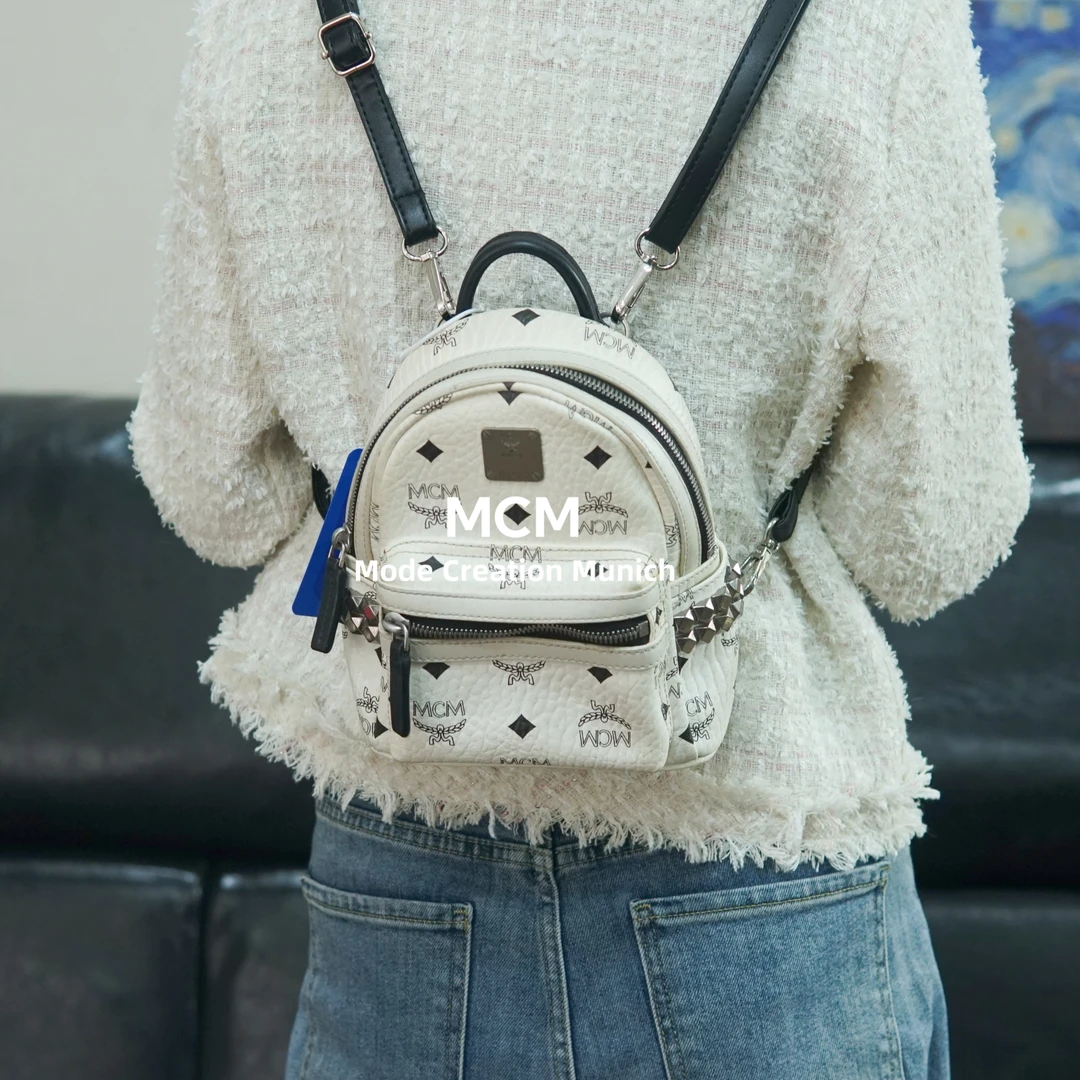 95新 MCM 白色双肩包/BC09515504/5504