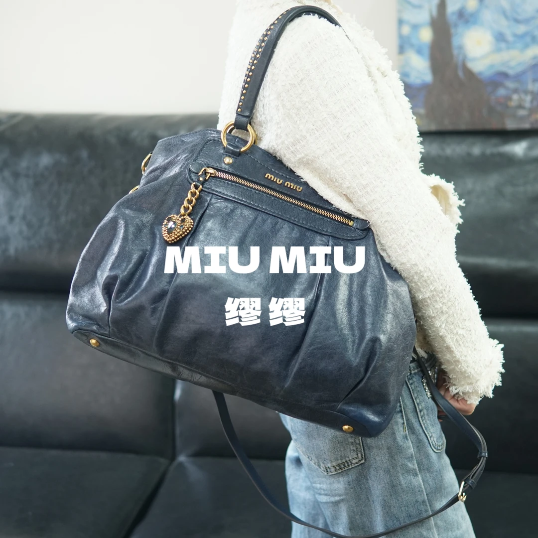 95新 MIU MIU/缪缪 miumiu/蓝金斜挎包/ZG09625507/5507