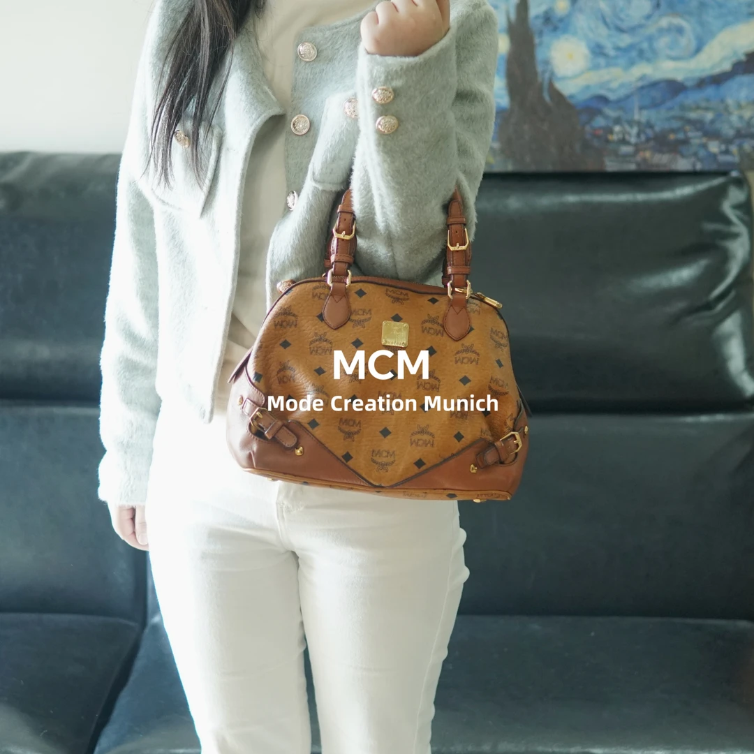 95新 MCM 干邑色手提包/CZ10411323/1323