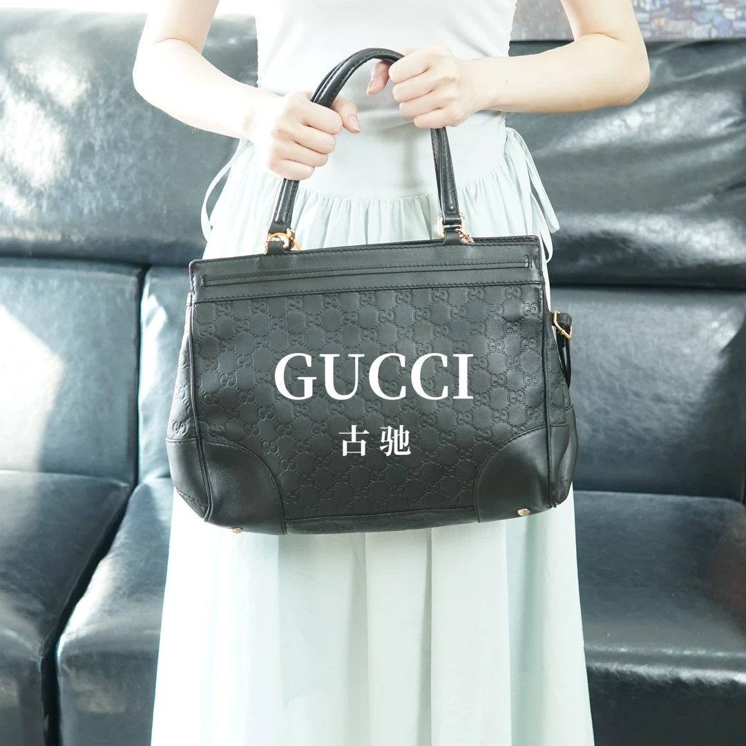 95新 GUCCI/古驰 黑色压纹单肩包/BB08518046/8046
